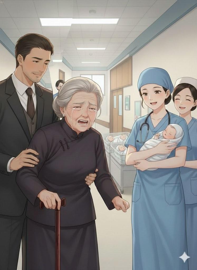 Cụ Bà Phó Gia Khóc Ròng Ngoài Phòng Sinh